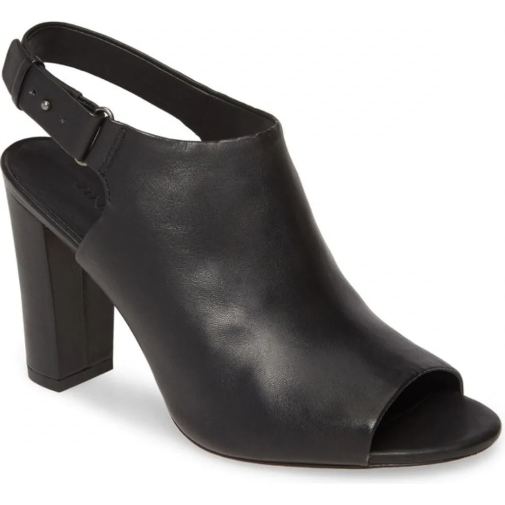 Vince Hartley Slingback Peep Toe Heels Booties Black Leather Sz 11